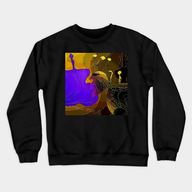 Purple Bag lady Crewneck Sweatshirt by Sarah Curtiss